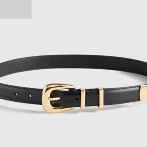 NWT Quince Lola European Leather Western Belt Black Medium